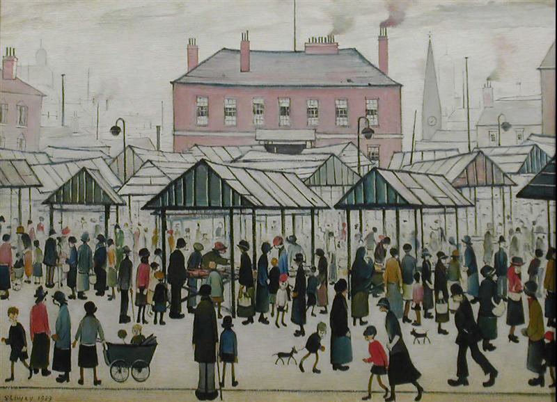 lowry market scene original painting