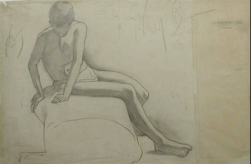 lowry nude boy original drawing