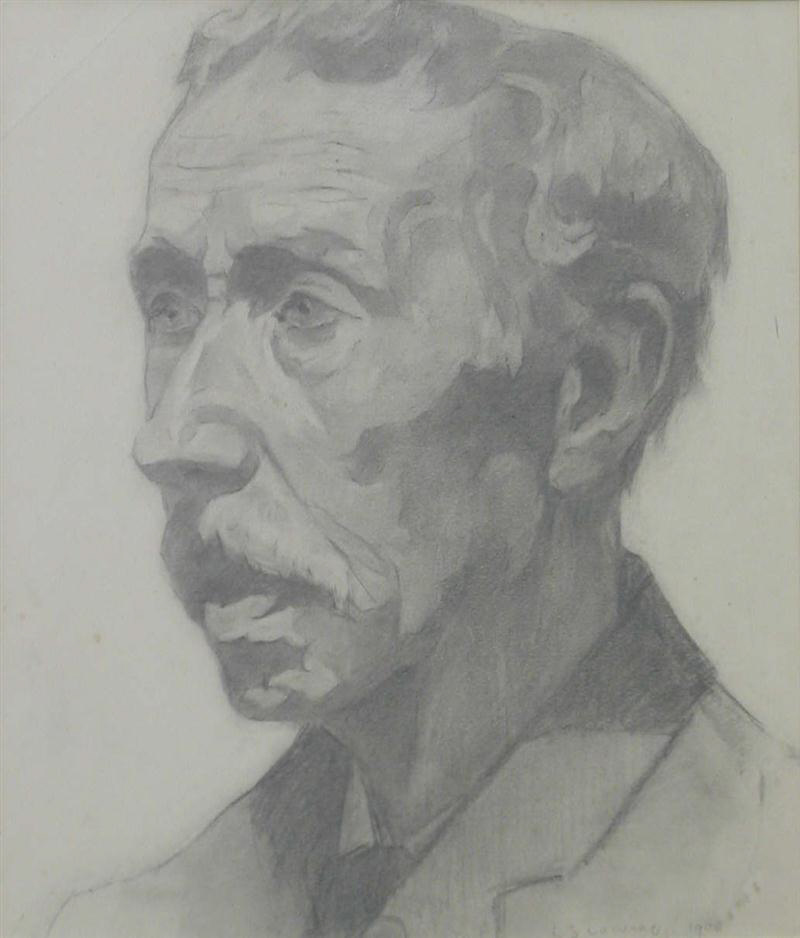lowry, portrait of a man, sketch