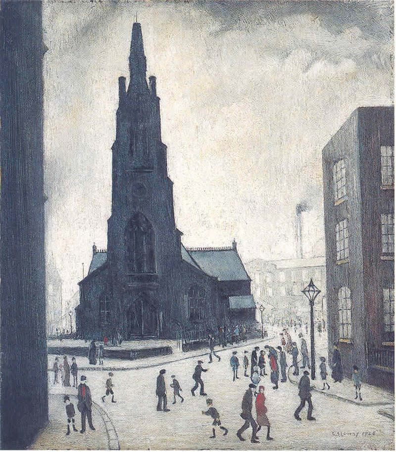 lowry st. simon's church, drawing original painting