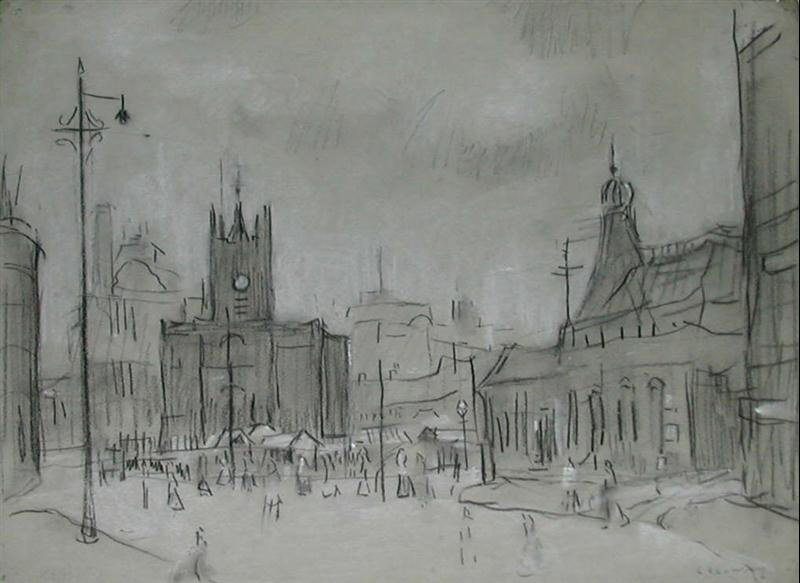 lowry the flat iron market drawing