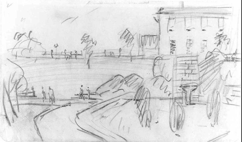 lowry view of peel park original drawing