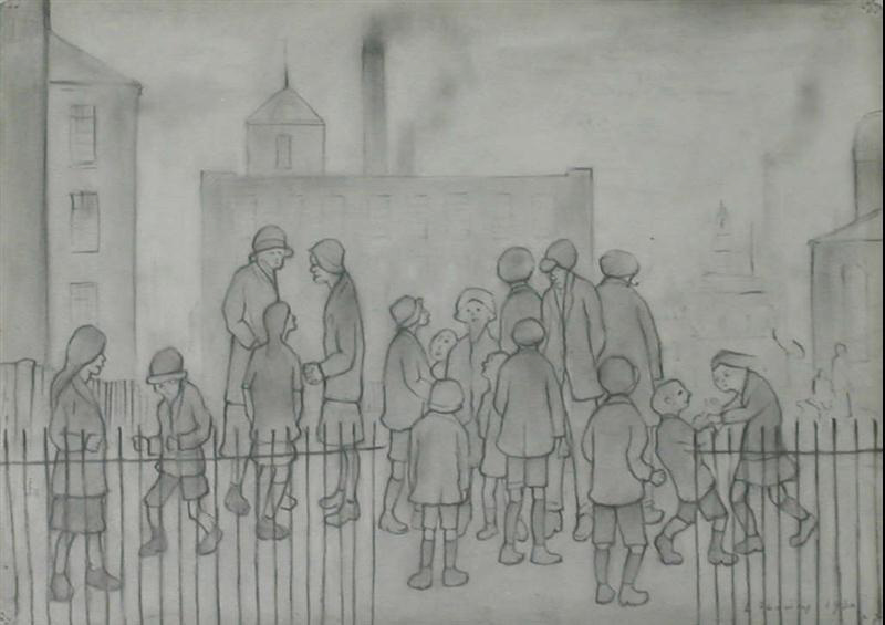 lowry waiting for the newspapers original drawing