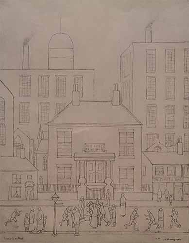 lowry limited edition prints, Man taken ill Lowry, limited edition print, man taken ill