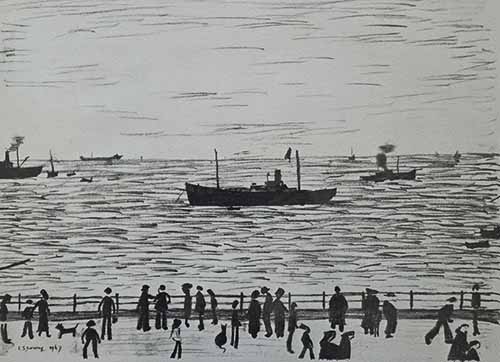 lowry, signed, prints, Seaside Promenade