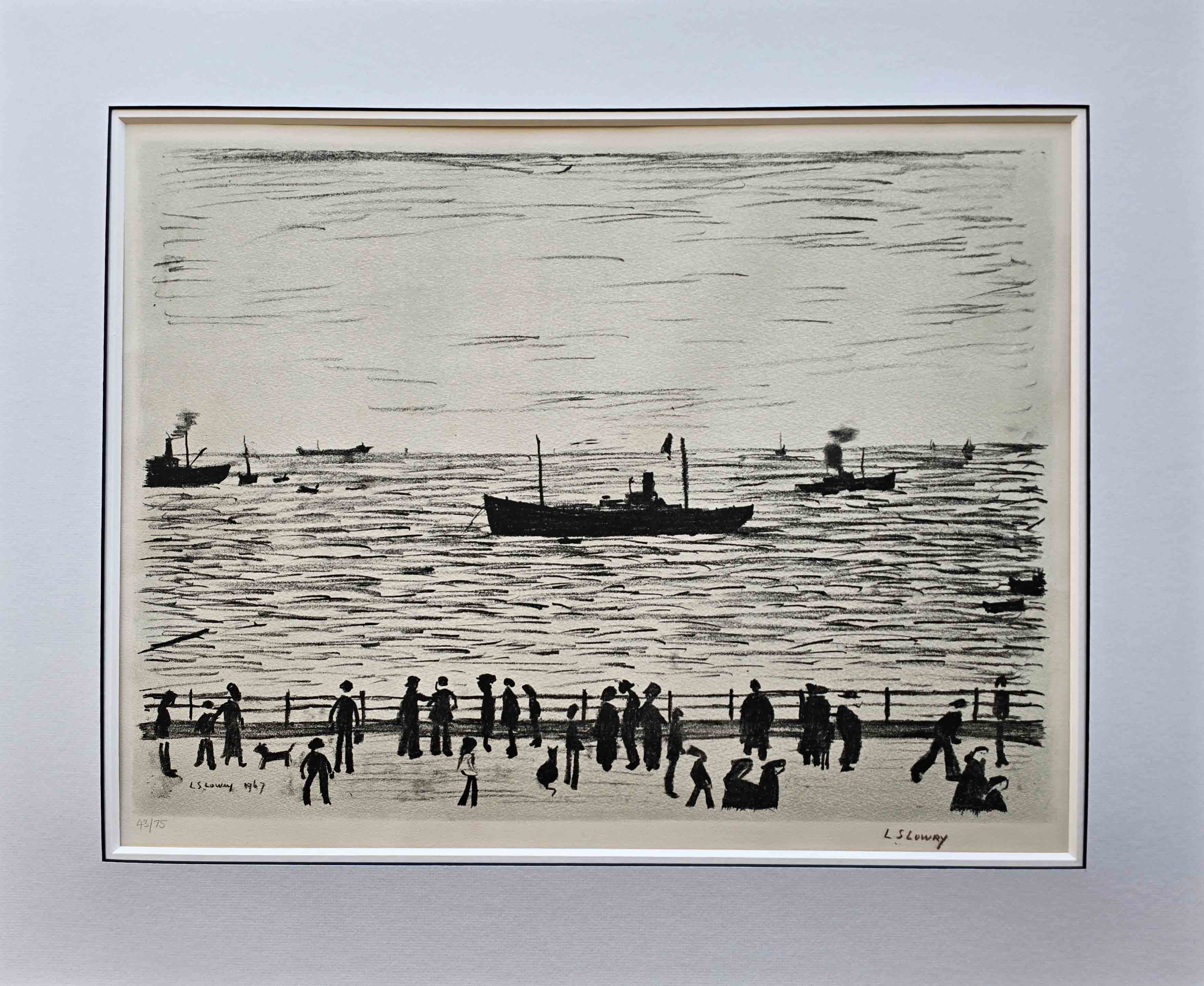 seaside promenade print lowry french bound mount