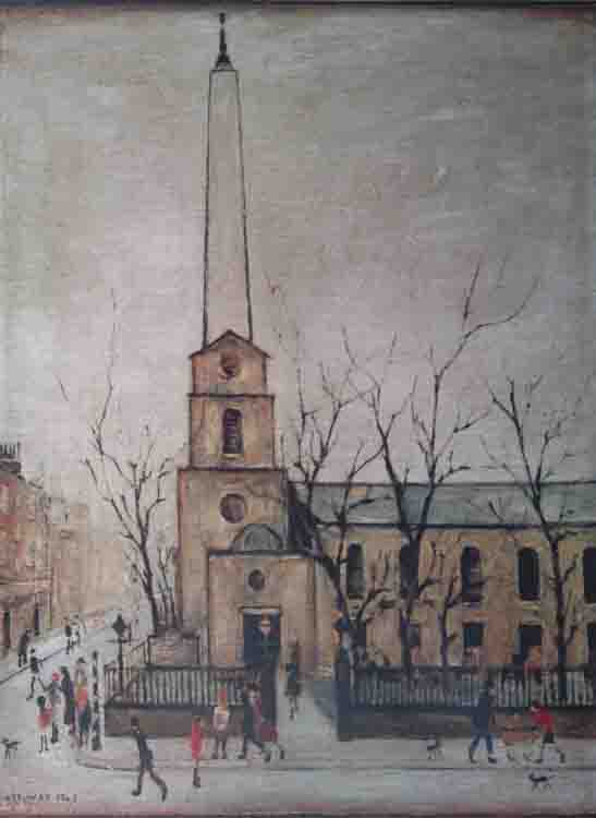 lowry stlukes church london print lowry stlukes church london print