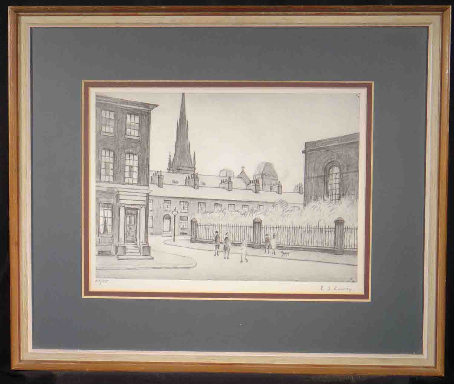 lowry, St. Philip's Church, Salford, signed print lslowry