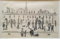 street full of people, Lowry original signed limited edition lithograph