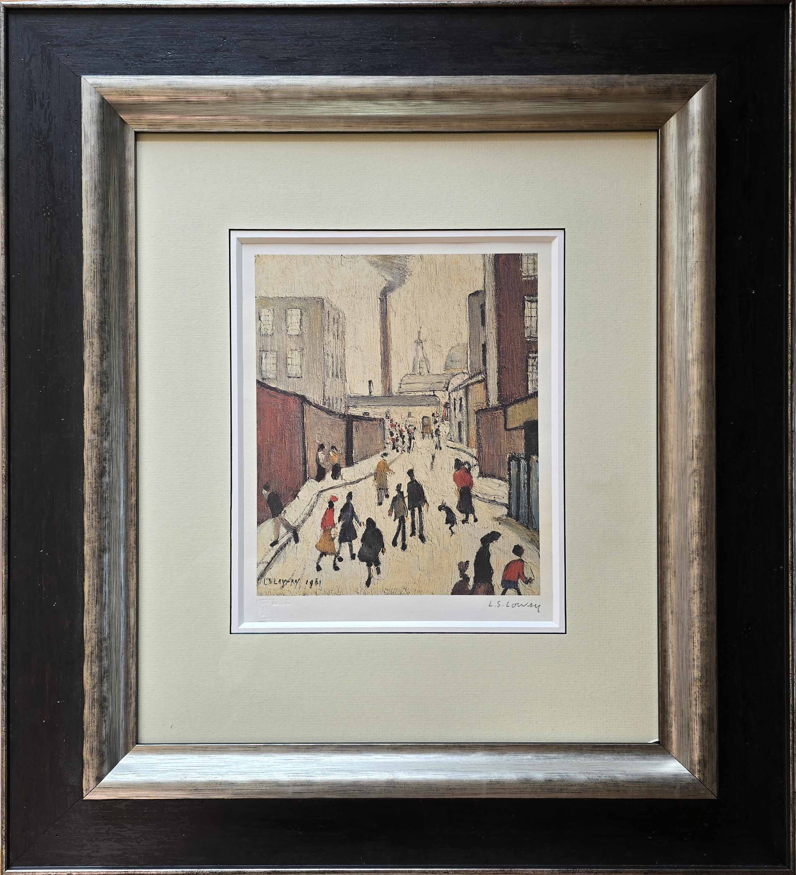 lowry street scene signed print mounted