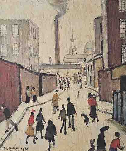 lowry, signed, prints, street scene