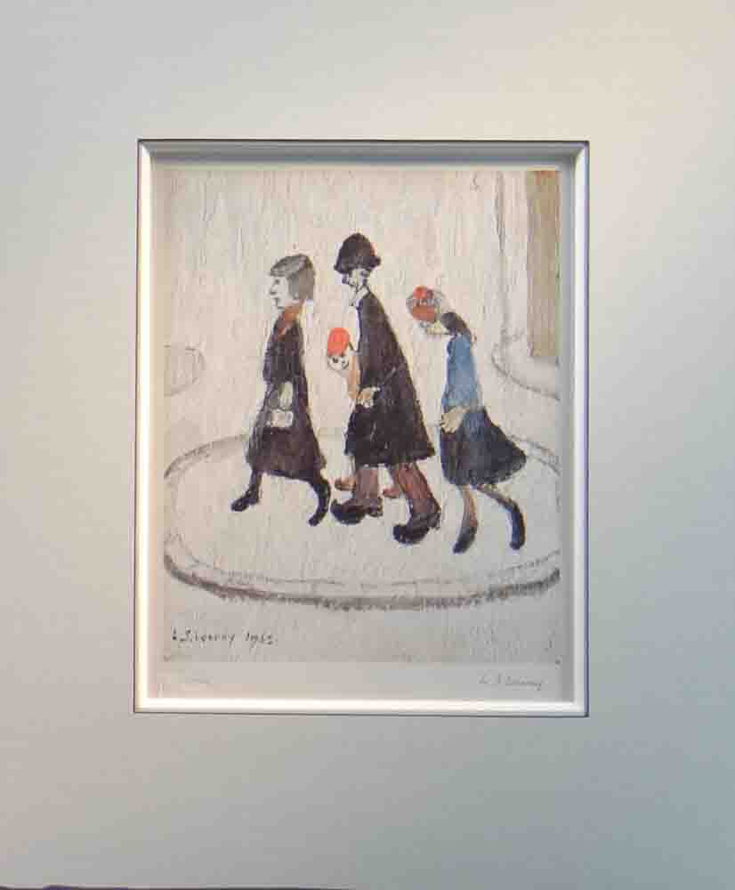 lowry the family signed print mounted
