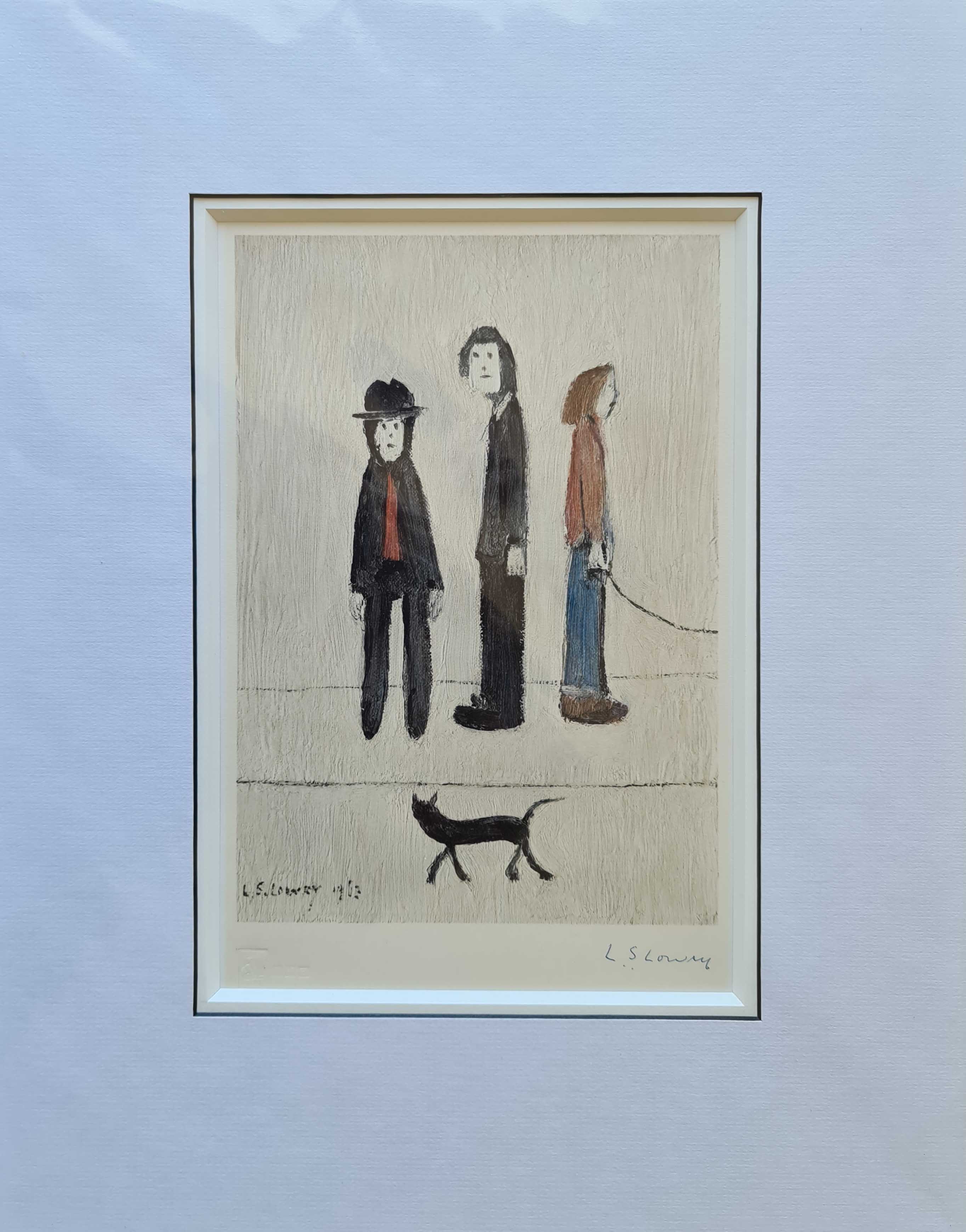 lowry three men and a cat signed print lslowry