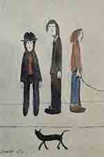 lowry, prints, Three Men and a Cat