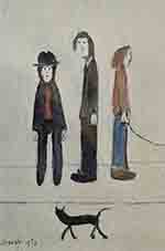 lowry, prints, Three Men and a Cat