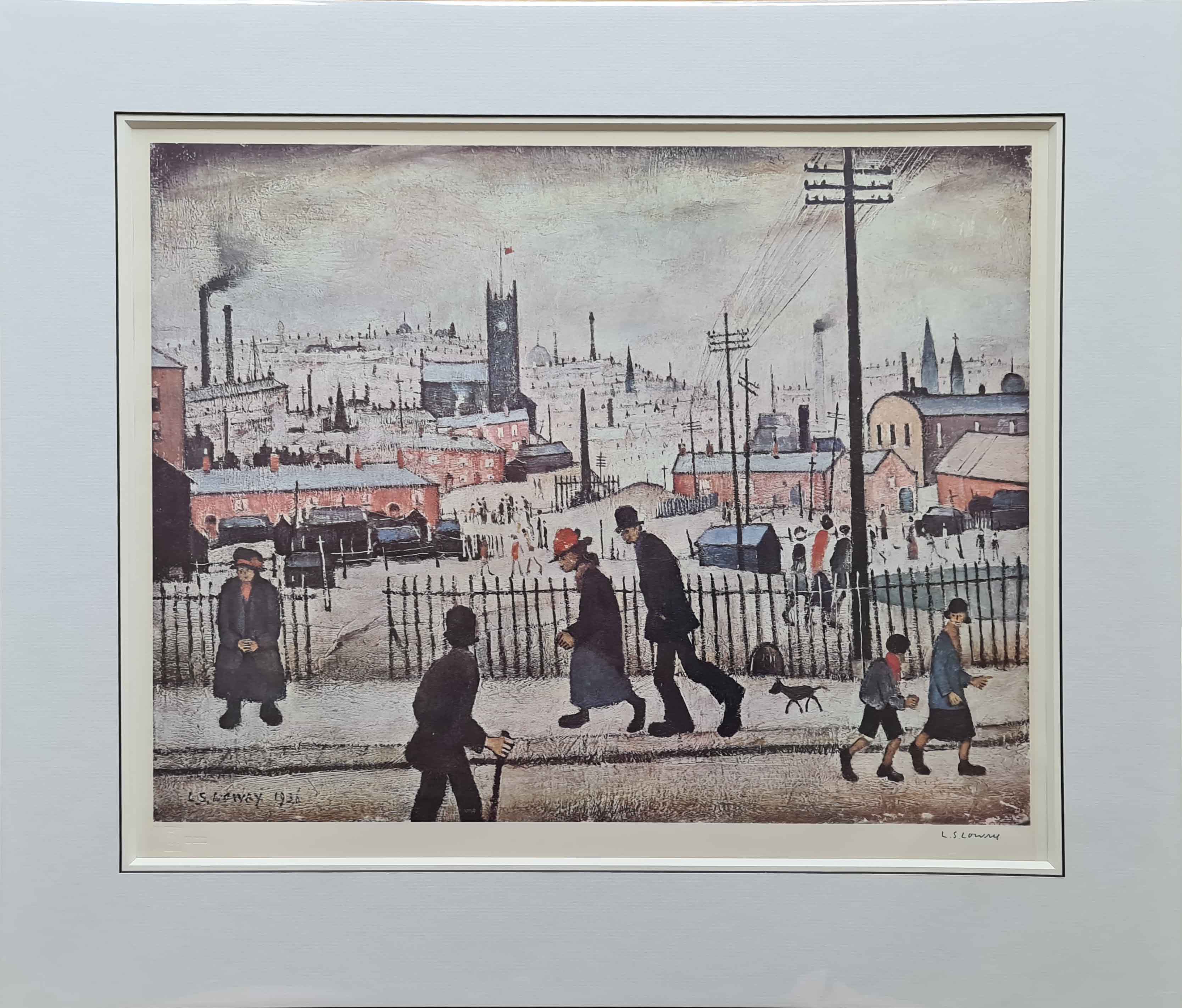 lowry view of a town french bound framed