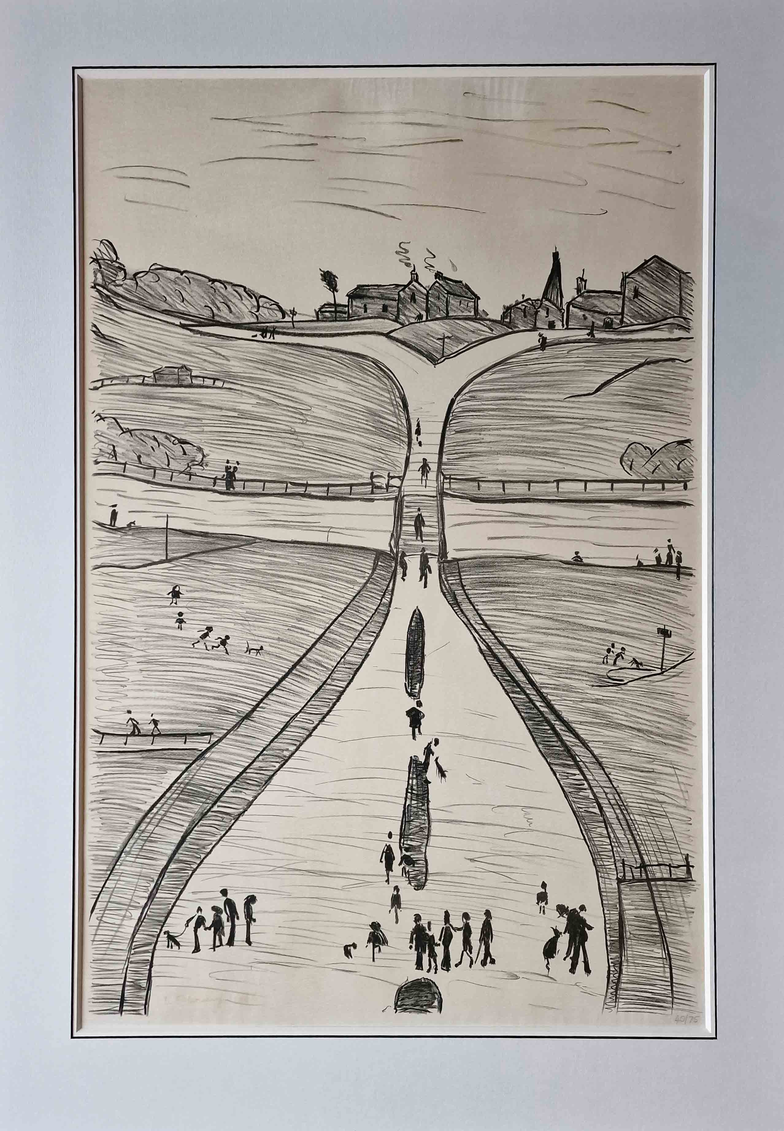 Village on a Hill, Lowry original signed limited edition lithograph Village on a Hill, Lowry original signed limited edition lithograph