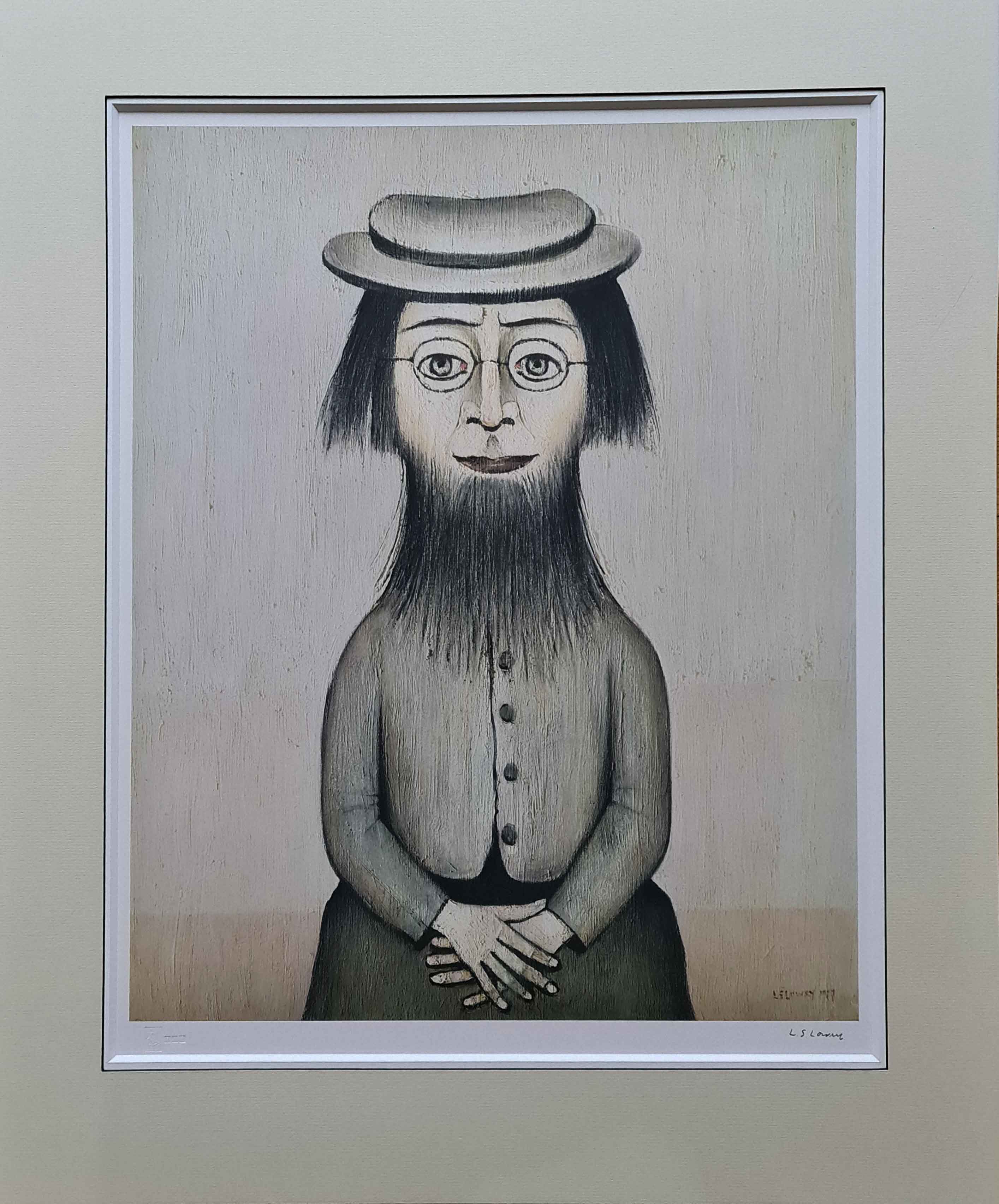 Lowry woman with beard signed print