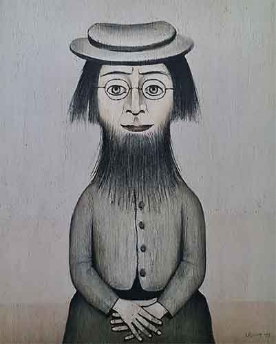 lowry prints, woman with beard