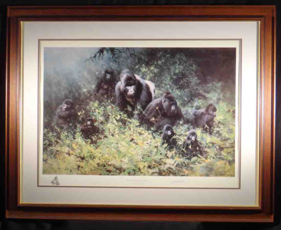 david shepherd mountain gorillas of rwanda, wood frame